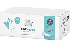 Dadamuma - 99.9% Pure Water Baby Wipes (12 x 60 Wipes), Gentle with Newborn Skin, Natural Ingredients, Allergy UK Approved, Plastic-Free, Biodegradable, Eco-Friendly