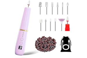 XunmotorYao Torno para Uñas Profesional 12 in 120000 RPM Lima Eléctrica Uñas Seguro LCD Kit de Manicura y Pedicura Eléctrico Profesional Nail Drill Recargable USB para Uñas de Gel,Morado