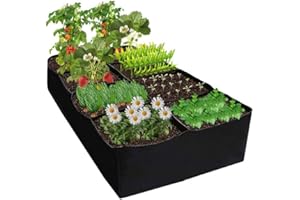 Yowmina Sac de Culture 8 Compartiments, 486L Sacs de Plantes en Tissu Non-tissé, Sacs de Plantation Rectangulaires pour Tomates, Poivrons, Vegetaux, Pommes de Terre, 180 x 90 x 30 cm