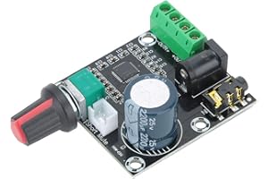 WALFRONT Placa Amplificadora de Audio, Amplificador de Audio de 2 Canales AMP 15W + 15W Tablero Amplificador Digital Estéreo Clase D DC 12V