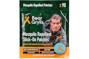 Bear Grylls Mosquito Repellent Patches – Natural Citronella Oil Insect Repellent, 90-Pack – DEET-Free, Long-Lasting Protection for Outdoor Adventures, Travel & Camping