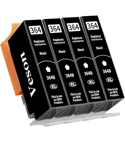 Lot De 4 Cartouches D'encre Noire Compatibles HP 363 – Marque Go Inks, 20ml, Neuves