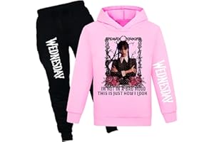 DROLA Wednesday Hoodie+Pantalon Sets,Costume d'hiver Homewear Casual Regular Hoodie pour garçon et fille cadeau