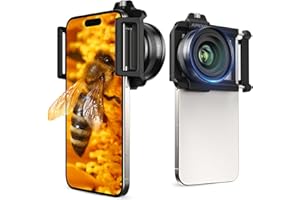 APEXEL ZM100 Handy Makroobjektiv F1.05 mit Handyclip, Maximale Vergrößerung 20X, Smartphone Kamera Makroobjektiv passend für iPhone17/16/15, Samsung, Google Pixel und weitere Smartphones