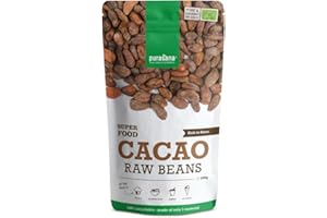 Purasana® Fèves de Cacao Cru – 200 mg – 100% Bio & Vegan, Riches en Fibres pour l'Intestin – Sans Sucre