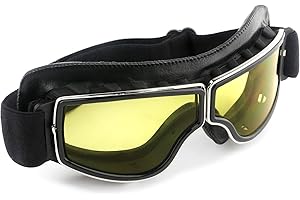 HUOBI Motorcycle Goggles Vintage Anti Fog Pilot PU Leather Glasses Dustproof ATV Off Road Motorbike Helmet Eyewear Protect for Ridding Motorcross Classes Aviator Goggles