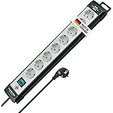 Brennenstuhl Premium-Line Power Strip with 8 Outlets (5 m Cable with Switch, Mountable, Made in Germany) Black/Grey