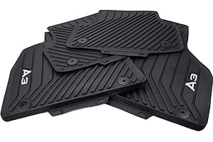 AUDI kfzpremiumteile24 Original Gummimatten Fußmatten Gummi schwarz 4-teilig Befestigungen rund vorn + hinten Druckknopf