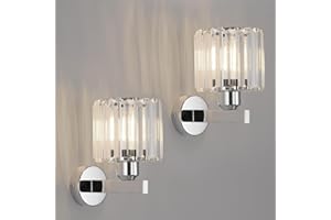 ANWIO Wall Lights,Bedroom Wall Lights,Silver Wall Light for Living Room,E27 Wall Light Shade Ceiling,Morden Crystal Wall Ceiling Light,Indoor Crystal Wall lamp(2 PCS,E27 Base,NO Bulbs)