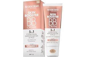 Deborah Milano - BB Cream Skin Booster, n.02 Beige, SPF 15, con Vitamina C, Crema Colorata Viso Effetto Seconda Pelle, 30ml