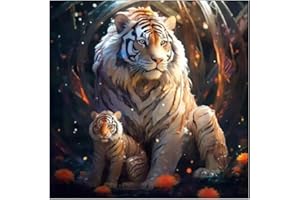 XKQYX 5D Diamond Painting Kit Completo, Tigre DIY Pintura de Diamante, Animales Pintar con Diamantes, Cuadros de Diamantes Punto de Cruz Bordado Artes para Adultos Niño Decoración Pared Hogar