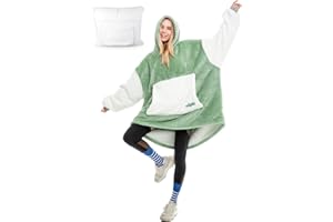 Argstar Übergroße Hoodie decke, tragbare Decken Hoodie für Damen und Herren, weiche Kapuzendecke, kuschelige Sherpa-Decke, warmes Hoodie mit Tasche und Ärmeln für Erwachsene, Salbeigrün
