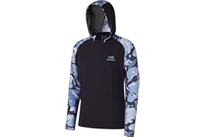 Bassdash Camiseta de Pesca de Rendimiento UPF 50 para Hombre con Capucha de refrigeración de Camuflaje de Manga Larga