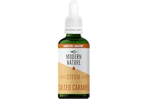 Modern Nature Salted Caramel Flavour Drops - Liquid Stevia Drops Sweetner - Zero Calorie Sugar Free Coffee Syrup Alternative – For Flavoured Coffee, Protein Powder, Yoghurt, Tea – Keto Sweetener 50ml