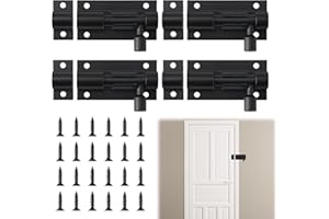 OWNKIM Conjunto de 4 Pestillos Deslizantes para Puertas,Bloqueo Seguro con Cerrojos de Aleación de Aluminio,Fácil Instalación sin Taladrar,Ideal para Cobertizos y Jardines (Negro))