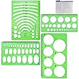 4Pcs Circle Stencil & Oval Geometric Drawing Templates - Plastic Measuring Templates for Quilting, Painting, Art, Formwork, School