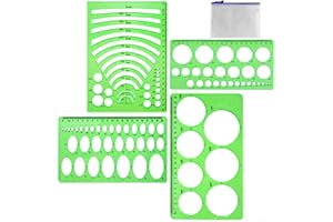 YUZHOU 4Pcs Circle Stencil Circle Template Circle and Oval Geometric Drawing Templates Circle Drawing Tool Plastic Measuring Templates Circular Stencil for Quilting Painting Art Formwork Artist Office School