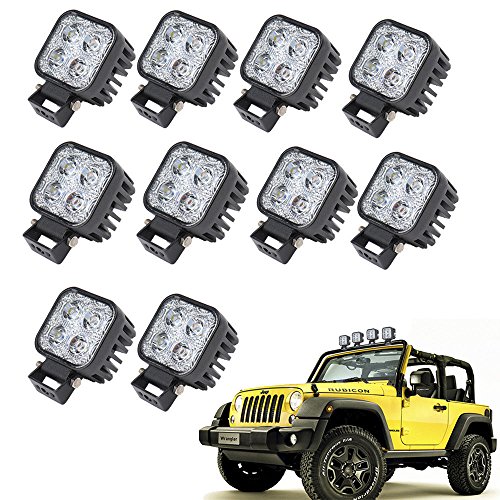 Himanjie lot Phare de Travail Led 12W 12V Lampe Voiture Carré Feux de Jour led Auto Imperméable IP67