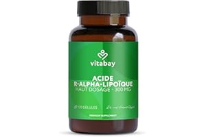 Vitabay Alpha Lipoic Acid 300 mg - 120 Gélules d'Acide Alpha-Lipoïque Végan et sans Additifs à Haut Dosage et à Libération Prolongée - ALA aux Huiles de Lin, Colza et Noix - Vérifié en Laboratoire