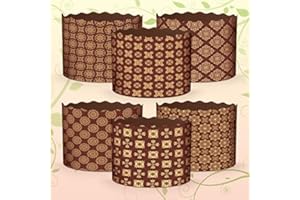 PYSANKAUK 6pcs Baking Paper Molds for Easter Bread Cakes Panettone Paska Kulich (Brown St, 110 * 85 mm (Diameter*Height))