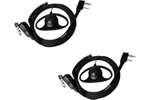 UAYESOK Walkie Talkie Auricular de 2 pines en forma de D de policía con micrófono PTT para Baofeng UV-5R BF-888S UV-82HP Kenwood TK250 TK-3160 TYT Radio bidireccional (paquete de 2)