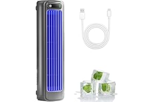 GIENSLRU Rafraichisseur D'air, Climatiseur Portable, Silencieux et 3 Vitesses, Rechargeable, pour Chambre, Bureau, Maison, Restez Au Frais En Été (Gris)