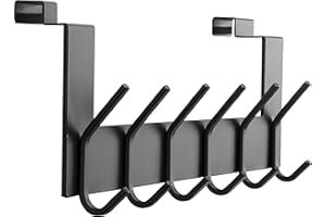 Dseap türhaken, edelstahl türgarderobe innenseite türhakenleiste türaufhänger kleiderhaken tür zum einhängen kleidung hut handtuch mantel, mit 6 haken, schwarz