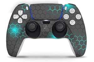 Skins4u Skins Folie Design Aufkleber kompatibel mit Sony PlayStation 5 Controller PS5 DualSense Skin Schutz Cover Exo small Blue
