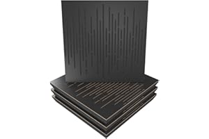 ua acoustics Panel acústico difuso de absorción de sonido «Wave» | 50 x 50 x 5 cm | Absorción - Difusión - Reflexión - Insonorización - Aislamiento | Madera laminada perforada: (onda, negro)