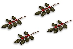 ‎GRY & SIF Gry & Sif Handgemacht & Fairtrade-Zertifiziert | Stilvolles dänisches Design X Nepali Kunsthandwerker | Mini-Zweig Stechpalme – 4er Set