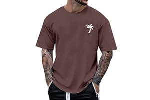 TOYSDEAL Camiseta de Manga Corta 100% Algodón, Camisetas Manga Corta Hombre, Slim Fit, Deporte, Colores Lisos