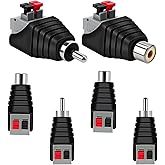 VIEVRE 6 x RCA Plug, RAC Male and Female to AV Screw Clamp, RCA Male, RCA Adapter, RCA Male Screw-On Without Soldering, Speak