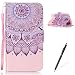 Produktbild Feeltech Samsung Galaxy S5/I9600 Hülle,Samsung Galaxy S5/I9600 Magnet Leder Wallet Cover,Elegant Soft PU Kartenfach Extra Dünn Tasche Bunte Relife-Muster [Stand Funktion] Karte Halterung Klapp hülle Flip Book Design Case Flexible TPU Ultra Slim Inner Bumper Tasche mit Landyard [Free Stylus] für Samsung Galaxy S5/I9600 - Stammes Mandala