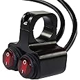 Excefore Motorcycle Handlebar Switch, 12v 16A Motorcycle Universal 7/8" 22-23mm Handlebar Button Switch, CNC Aluminium Alloy Waterproof Double Control Button Red Light Switch for Scooter Electric Bike