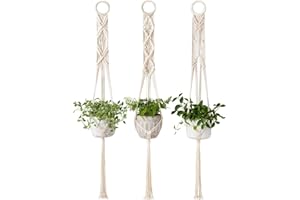 ‎MKOUO Mkouo 3er-Set Makramee Blumenampel Pflanzenhänger Innen Wandbehang Pflanzkorb Blumentopf Halter Boho Home Decor, 99cm