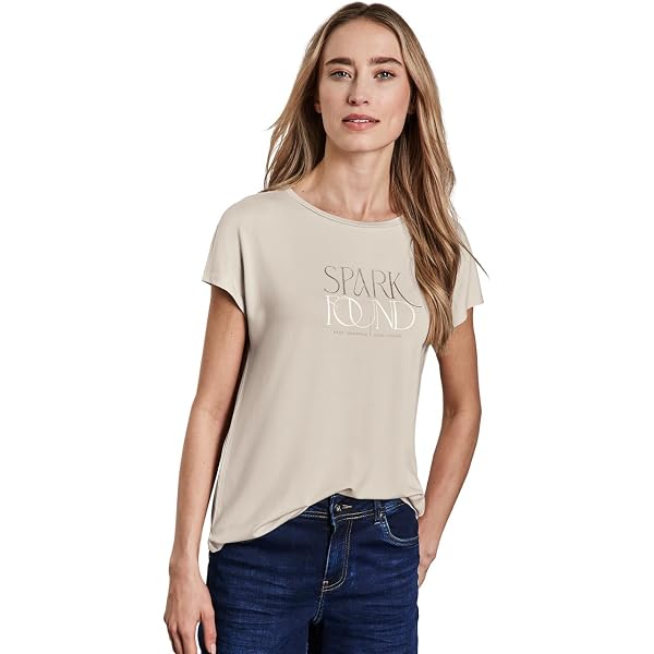 Street One Damen T-Shirt 'smell Of Lavender' – Gestreift, Leinen-Optik, Größe 44
