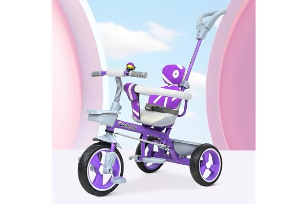 TONDU Tricycle for Baby/Kids with Safetyc Arm & Seat Belt with Parental Control Tricycle (Purple)