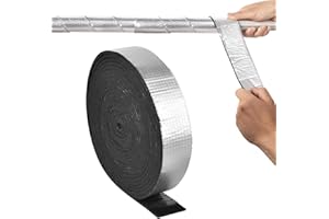 Dulynva Tubo Isolante Antigelo per Esterni 10 m x 5 cm Isolante per Tubi in Foglio di Alluminio Autosigillante, isolamento per tubi di riscaldamento per la protezione dei tubi