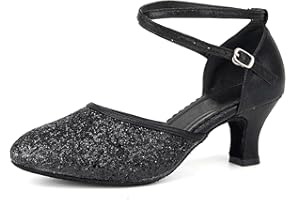 SWDZM Zapatos de Baile Latino para Mujer con Lentejuelas Salsa Zapatos de Salón de Baile,ES18025