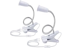 WRPACTTG 2PCS Base de Lampe de Table à LED E27 Douille d’ampoule à Pince Base de Support de Lampe à Col de Cygne Base Clip de Lampe pour Table avec Interrupteur 360° Lampe Prise pour Lecture,Maquillage