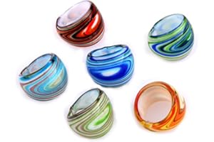 REFURBISHHOUSE 6 X Anillos de Cristal de Murano 17-19mm de Multi Colores Muy Popular