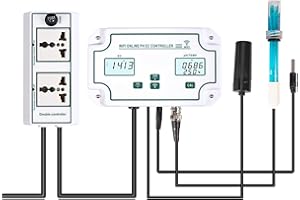 Daoco 3-in-1-pH/EC/TEMP-Wasserqualitätsdetektor Drahtloser WiFi-Online-pH-EC-Controller Professioneller pH-Controller mit Relaisstecker Austauschbare Elektrode BNC-Typ-Sonde Wasserqualitätstester für