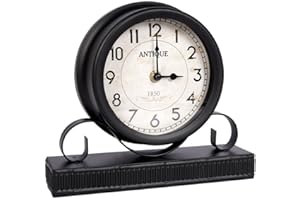 VILDE Zegar stołowy zegar stojący zegar retro z metalu na biurko komoda czarny styl vintage 23 cm