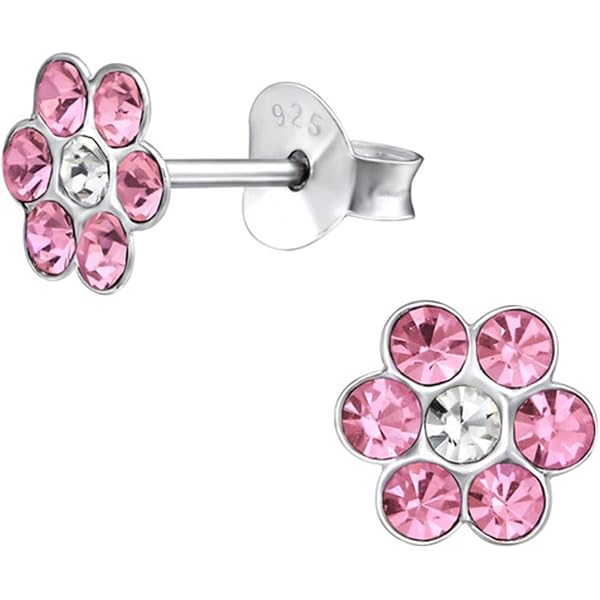 Boucles Fleurs Zirconium HinDaLi 2 Paires Petite Boucles D'oreilles Fleurs Argent 925 Pour Boucles D'oreilles Femme