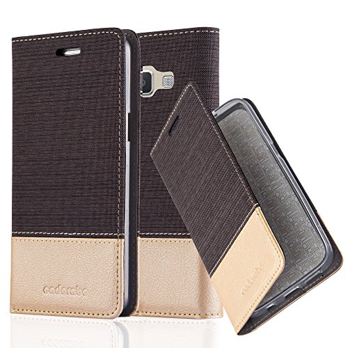 Samsung Galaxy A5 2015  5  Funda Estilo Libro en ANTRACITA ORO de Cadorabo  Dise  o TELO-CUERO-ARTIFICIAL      Cubierta Protectora con Cierre Magn  tico  Tarjetero y Funci  n de Suporte     Protecci  n Carcasa Caja Etui Case Cover
