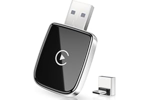 GATATOL Bezprzewodowy adapter CarPlay do iPhone'a, konwertuje przewodowy CarPlay na bezprzewodowy, format mini z USB-A na USB-C, stabilne połączenie bez opóźnień - biały + srebrny