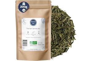 OBVIOUS TEA Thé Vert Sencha de Chine Bio - Thé Vegan en Vrac, 100% Naturel, Sans OGM - Agriculture Biologique - Conditionné en France - Sachet 200 gr (100 Tasses)