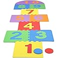 Giant Hopscotch Mat for Kids - 6FT Floor Game with Interlocking EVA Foam Tiles,Outdoor Indoor Play Mat for Garden Park Backyard, Non-Slip and Waterproof (Colorful)