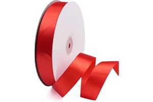 GAKA FAVOR Satinband Rot 25mm, 90 Meters Dekoration Geschenkband breit Schleifenband Bänder, Stoffband für Hochzeit, Taufe und Geburtstag Geschenke（1 Rollen）