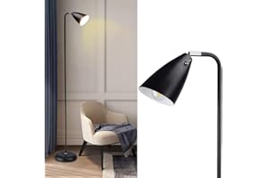 Depuley Modern Floor Lamp, E14 Standard Lamps Living Room, Ajustable Gooseneck LED Standing Lamp, Black Tall Reading Lamps for Bedroom, Library, Office（No Include Bulb）